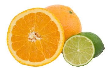 Image showing orange fruits and green lemons