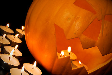 Image showing  halloween pumpkin and candles