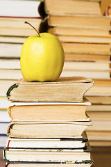 Image showing books and apple
