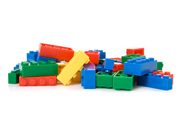 Image showing colorful plastic blocks over white background