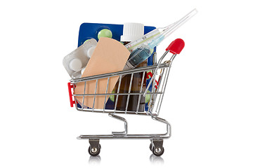 Image showing Shopping cart with  medical supplies
