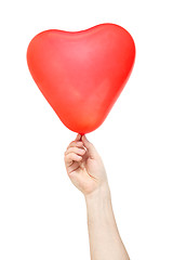 Image showing Hand hold  balloon in the shape of heart