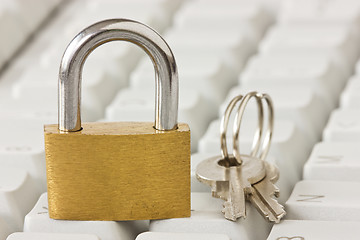 Image showing padlock with a keys on  keyboard