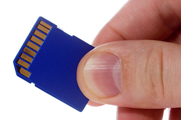 Image showing hand with blue sd memory card
