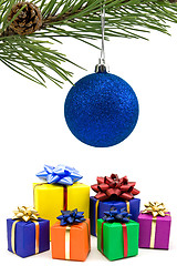 Image showing christmas bauble and gifts
