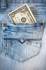 Image showing dollar in the blue jeans pocket