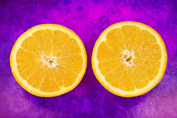 Image showing orange fruit on grunge purple background