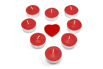 Image showing heart shape made from red candles