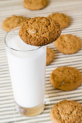 Image showing oat cookies with milk