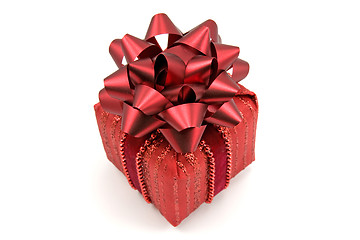 Image showing red gift box with big bow