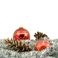 Image showing garland with pine cones and baubles