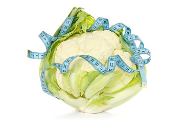 Image showing Cauliflower wrapped by measure tape