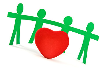 Image showing red heart and  paper people