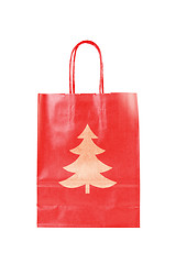 Image showing  red  paper bag with christmas tree symbol