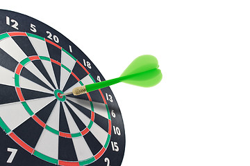 Image showing green dart hitting target center
