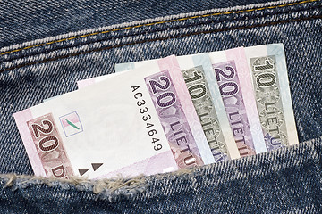 Image showing  banknotes in a  pocket