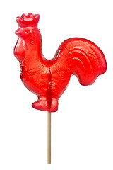 Image showing red sugar cockerel on a stick