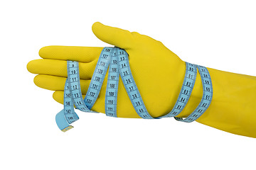 Image showing hand wrapped with measuring tape