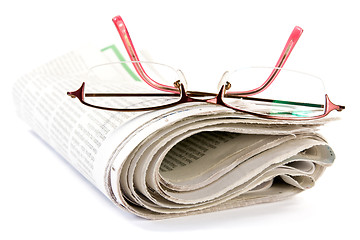 Image showing newspaper with glasses 