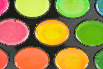 Image showing close-up of watercolor paint tray