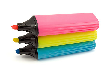 Image showing three colorful highlighter pens