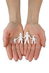 Image showing hands with paper chain of family