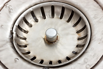 Image showing metal sink with flowing water