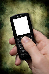 Image showing hand with black mobile phone