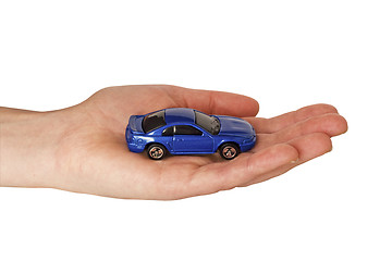 Image showing  hand with blue car