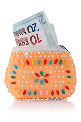 Image showing decorated wallet with euro currency