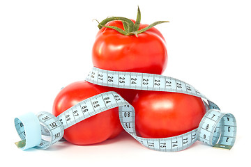 Image showing tomatoes wrapped with measuring tape