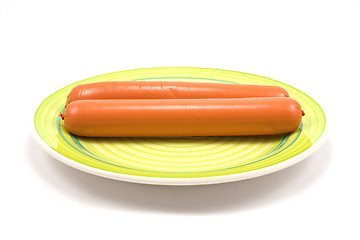 Image showing  sausages in a plate