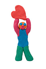 Image showing plasticine man hold heart