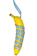 Image showing Banana hung on measure tape