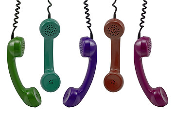 Image showing colorful telephone receivers