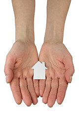 Image showing hands holding a paper house icon