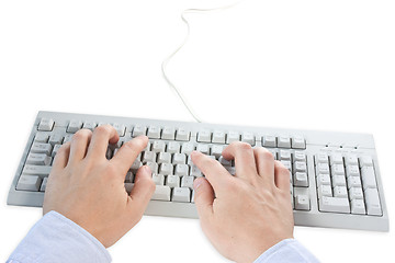 Image showing hands typing on a  computer keyboard 