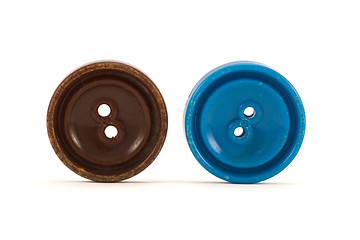 Image showing brown and blue clothes buttons