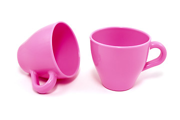 Image showing two pink plastic cups