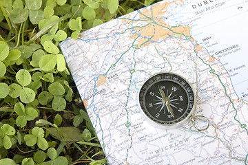 Image showing Compass and map 