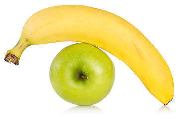 Image showing green apple and yellow banana 