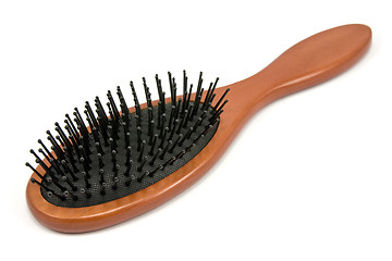 Image showing hairbrush with wooden handle