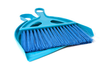 Image showing blue scoop for dust and brush