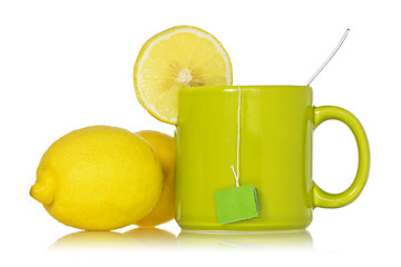 Image showing Tea cup with a lemon 