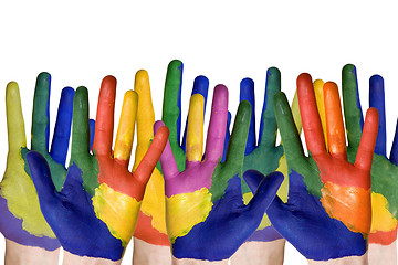 Image showing group of painted hands