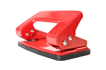 Image showing Red office paper hole puncher