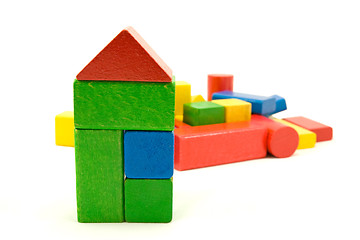 Image showing colorful wooden building blocks