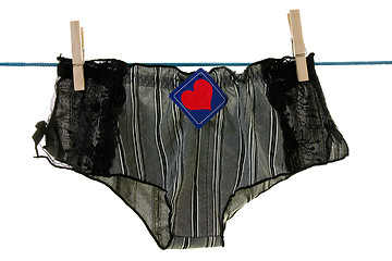 Image showing Woman's panties with red heart symbol