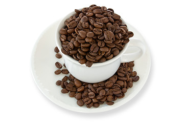 Image showing white cup with coffee beans 