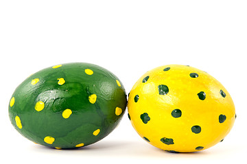 Image showing green and yellow easter eggs